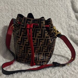 Fendi Black and Brown Monogram Bucket Bag
